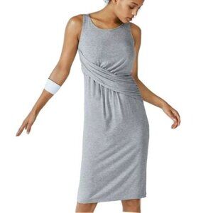 Fabletics Women's Size Medium Retta Gray Sleeveless Midi Dress Athleisure